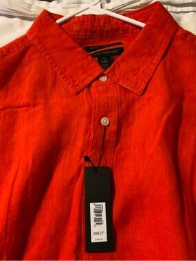 Banana Republic Men's Button-Down Linen Shirt in Bright Orange